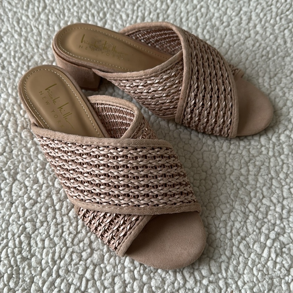 Nicole Miller Women’s Block Heel Faux Leather/Suede Sandals